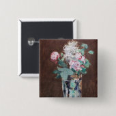 Edouard Manet - Flowers in een kristalvet Vierkante Button 5,1 Cm (Voorkant /achterkant)