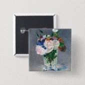 Edouard Manet - Flowers in een kristalvet Vierkante Button 5,1 Cm (Voorkant /achterkant)