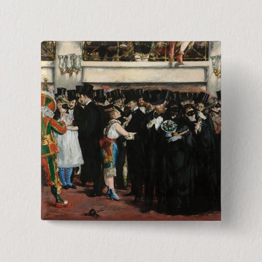 Edouard Manet - Gemaskerd bal in de opera Vierkante Button 5,1 Cm (Voorkant)