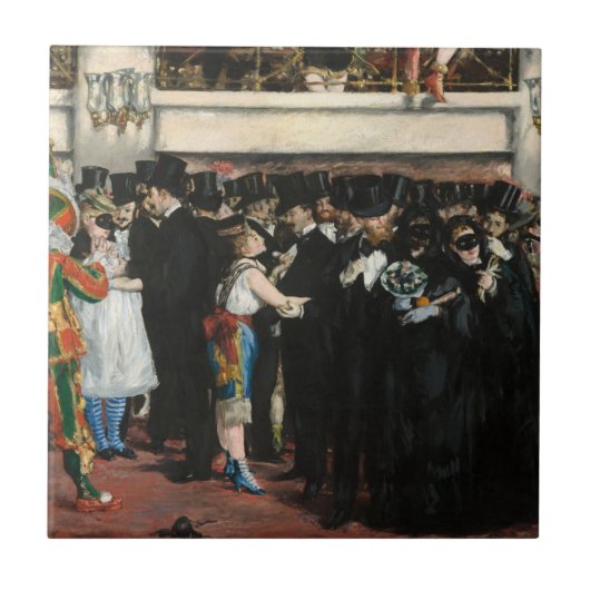 Edouard Manet - Gemaskerde bal bij de opera Tegeltje (Voorkant)