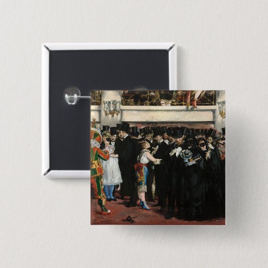 Edouard Manet - Gemaskerde bal bij de opera Vierkante Button 5,1 Cm (Voorkant /achterkant)
