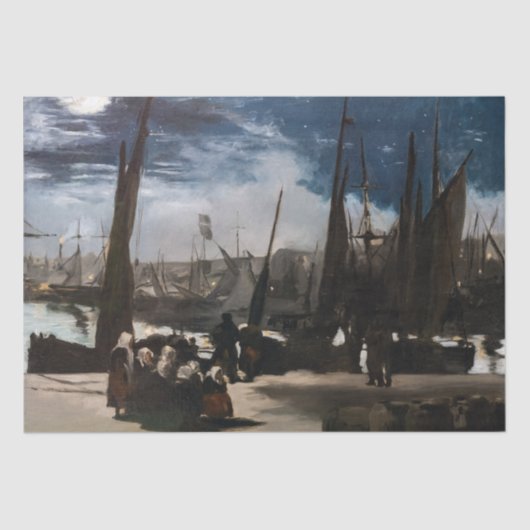 Edouard Manet - Haven van Boulogne door Moonlight Tissuepapier (Voorkant)