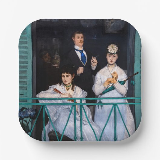 Edouard Manet - Het Balkon / Le Balcon Papieren Bordje (Voorkant)