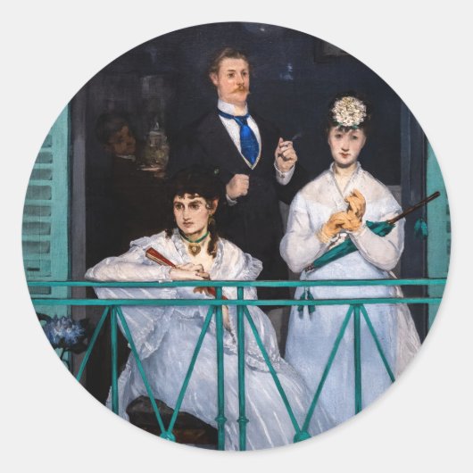 Edouard Manet - Het Balkon / Le Balcon Ronde Sticker (Voorkant)
