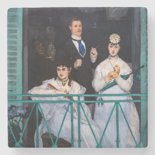 Edouard Manet - Het Balkon / Le Balcon Stenen Onderzetter (Voorkant)