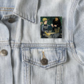 Edouard Manet - In de serre Vierkante Button 5,1 Cm (In situ)