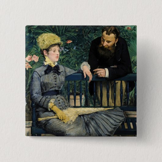 Edouard Manet - In de serre Vierkante Button 5,1 Cm (Voorkant)