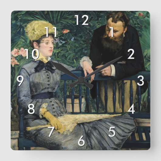 Edouard Manet - In de serre Vierkante Klok (Voorkant)