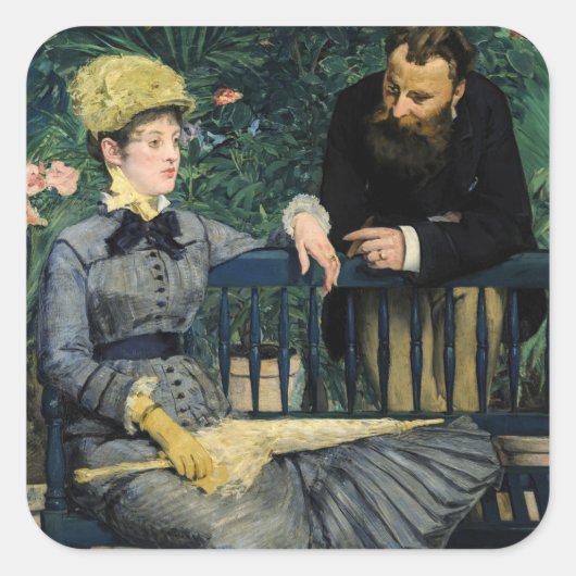 Edouard Manet - In de serre Vierkante Sticker (Voorkant)