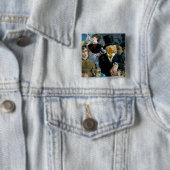 Edouard Manet - In het Café Vierkante Button 5,1 Cm (In situ)