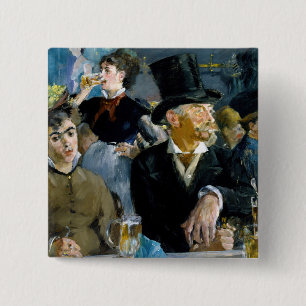 Edouard Manet - In het Café Vierkante Button 5,1 Cm