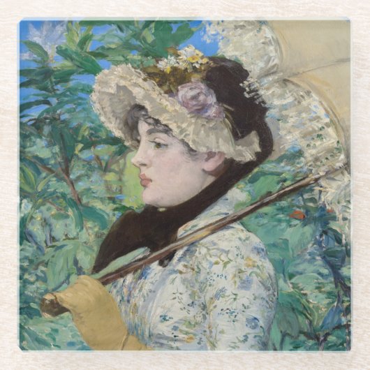 Edouard Manet - Jeanne / Spring Glazen Onderzetter (Voorkant)