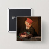 Edouard Manet - Jongen met Kersen Vierkante Button 5,1 Cm (Voorkant /achterkant)
