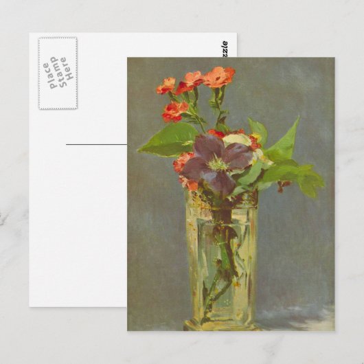 Edouard Manet - Karnaties en Clematis in een Cryst Briefkaart (Voorkant / Achterkant)