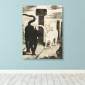 Edouard Manet ~ Le Rendez-vous des Chats Canvas Afdruk (Insitu (Houten vloer))