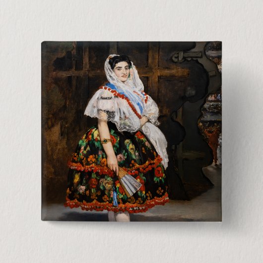 Edouard Manet - Lola de Valence Vierkante Button 5,1 Cm (Voorkant)