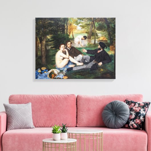 Edouard Manet - Luncheon op de gras Canvas Afdruk (Insitu (Woonkamer))