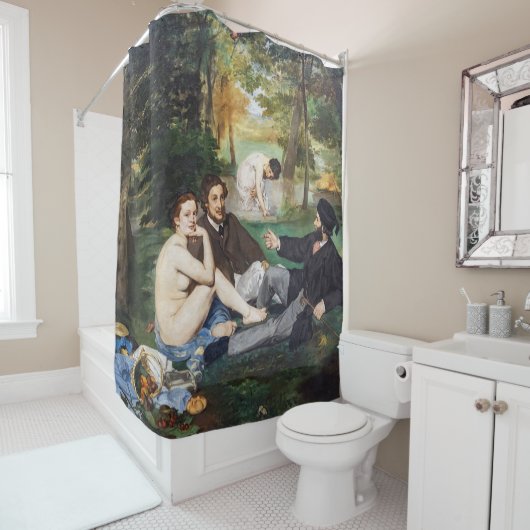 Edouard Manet - Luncheon op de gras Douchegordijn (In situ)