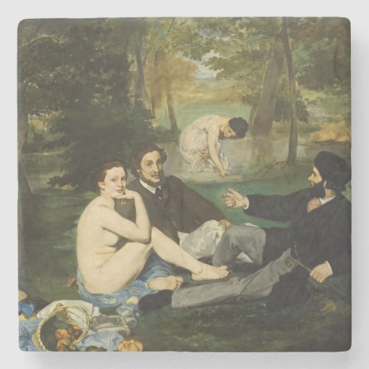Edouard Manet - Luncheon op de gras Stenen Onderzetter (Voorkant)