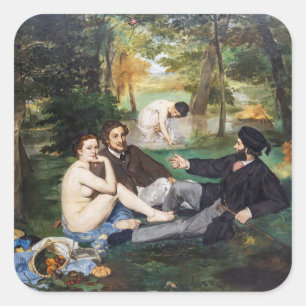 Edouard Manet - Luncheon op de gras Vierkante Sticker