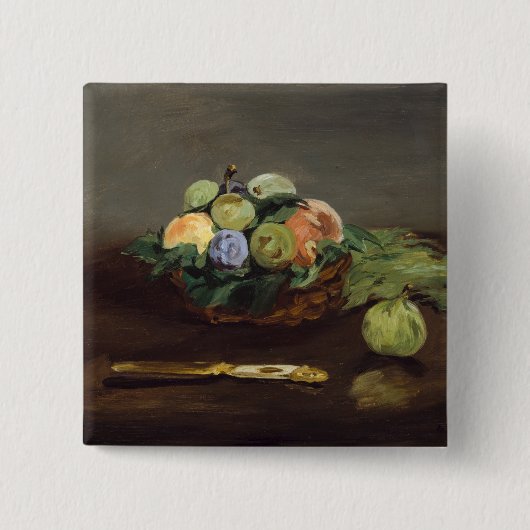 Edouard Manet - Mand met fruit Vierkante Button 5,1 Cm (Voorkant)