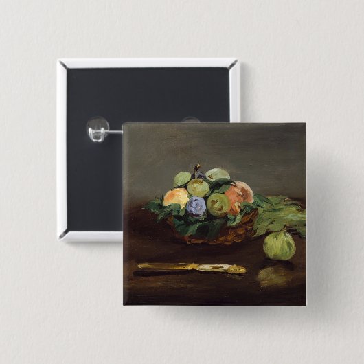 Edouard Manet - mandje vruchten Vierkante Button 5,1 Cm (Voorkant /achterkant)