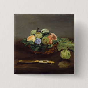 Edouard Manet - mandje vruchten Vierkante Button 5,1 Cm
