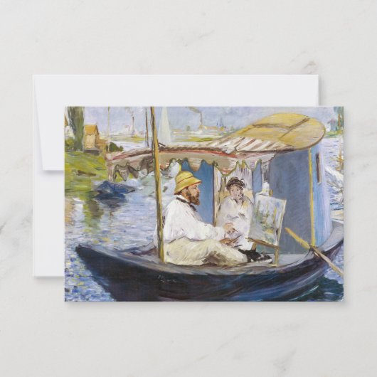 Edouard Manet - Monet in zijn atelierboot Bedankkaart (Voorkant)