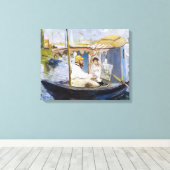 Edouard Manet - Monet in zijn atelierboot Canvas Afdruk (Insitu (Houten vloer))