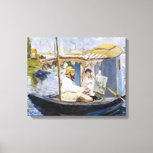 Edouard Manet - Monet in zijn atelierboot Canvas Afdruk (Voorkant)