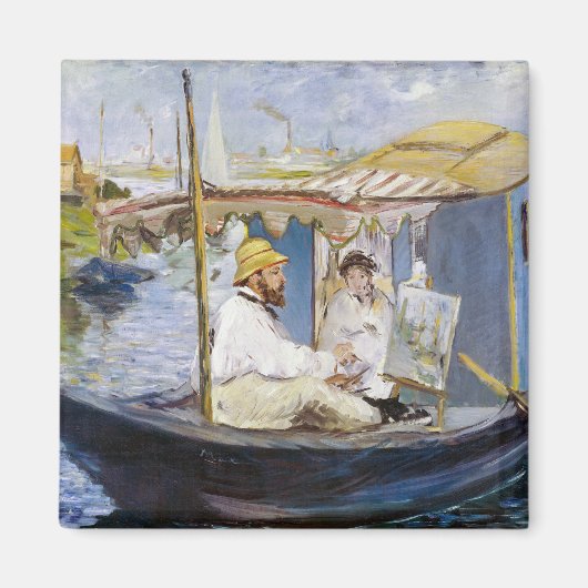 Edouard Manet - Monet in zijn atelierboot Magneet (Voorkant)