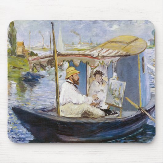 Edouard Manet - Monet in zijn atelierboot Muismat (Voorkant)