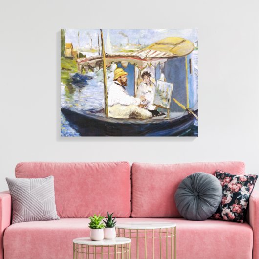 Edouard Manet - Monet in zijn Studio Boat Canvas Afdruk (Insitu (Woonkamer))