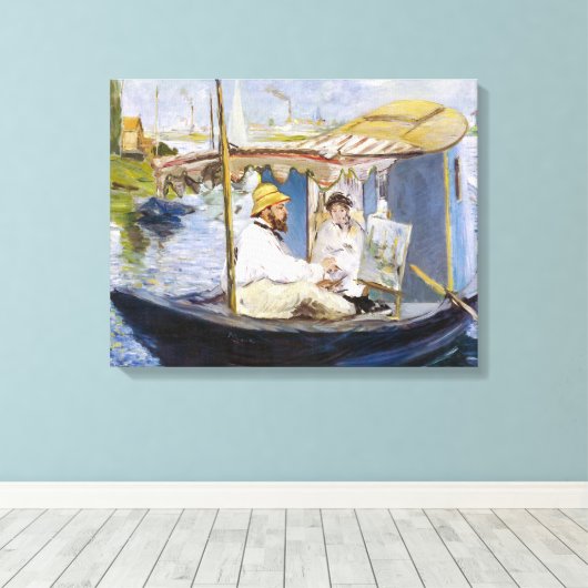 Edouard Manet - Monet in zijn Studio Boat Canvas Afdruk (Insitu (Houten vloer))