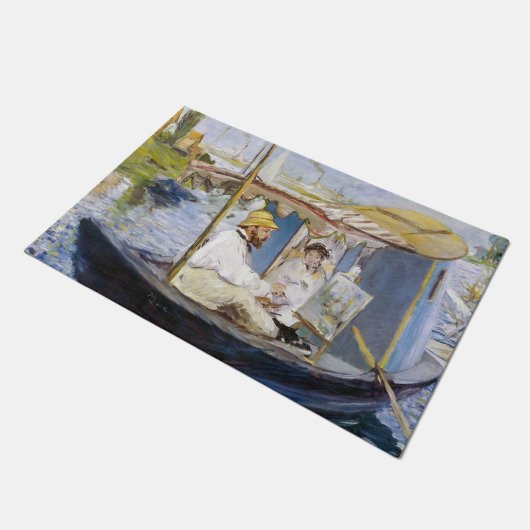 Edouard Manet - Monet in zijn Studio Boat Deurmat (Schuin)