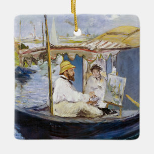 Edouard Manet - Monet in zijn Studio Boat Keramisch Ornament