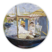 Edouard Manet - Monet in zijn Studio Boat Keramische Knop (Voorkant)