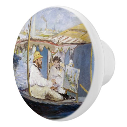 Edouard Manet - Monet in zijn Studio Boat Keramische Knop (Rechts)