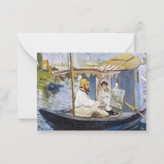 Edouard Manet - Monet in zijn Studio Boat Notitiekaartje (Voorkant)
