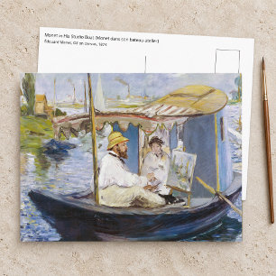 Edouard Manet - Monet in zijn studioboot Briefkaart