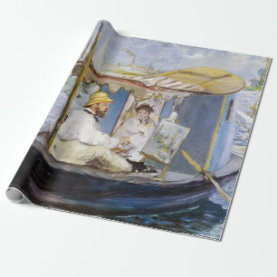 Edouard Manet - Monet in zijn studioboot Cadeaupapier