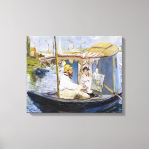 Edouard Manet - Monet in zijn studioboot Canvas Afdruk