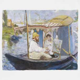 Edouard Manet - Monet in zijn studioboot Fleece Deken