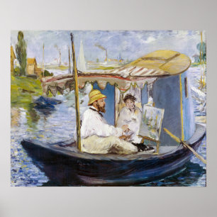 Edouard Manet - Monet in zijn studioboot Poster