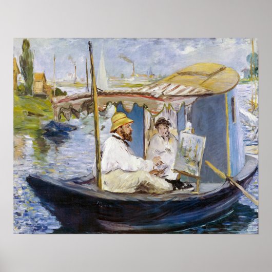 Edouard Manet - Monet in zijn studioboot Poster (Voorkant)