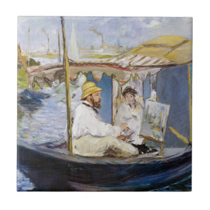 Edouard Manet - Monet in zijn studioboot Tegeltje