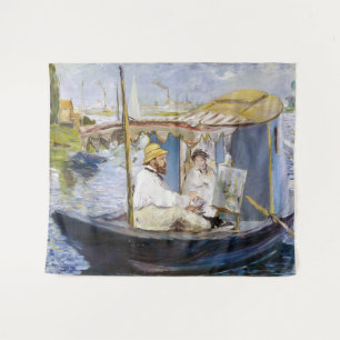 Edouard Manet - Monet in zijn studioboot Wandkleed