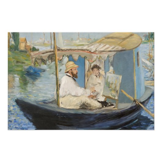 Edouard Manet - Monet schilderij op zijn studioboo Perfect Poster (Voorkant)