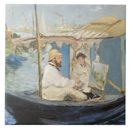 Edouard Manet - Monet schilderij op zijn studioboo Tegeltje (Voorkant)