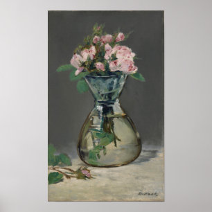 Edouard Manet Moss-Rozen in een Vase Poster
